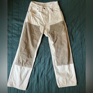 Rudy Jude Color Block knee patch jeans sage & cream size 3